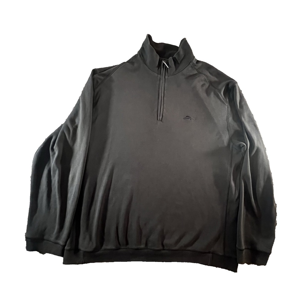 Tommy Bahama XL Black Pima Cotton 1/4 Zip Pullover Sweatshirt
